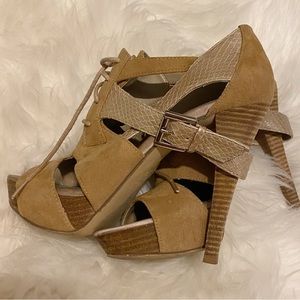 Lace suede high heels from guess.the color go with any outfit.runs small.